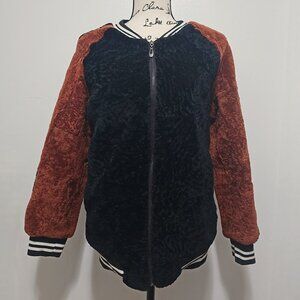 NewReal Merino Sheepskin Lamb Leather Fur Coat Baseball Jacket Camel Brown Black